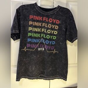Pink Floyd Acid Washed Dyed Black Tshirt for Women- Size Medium